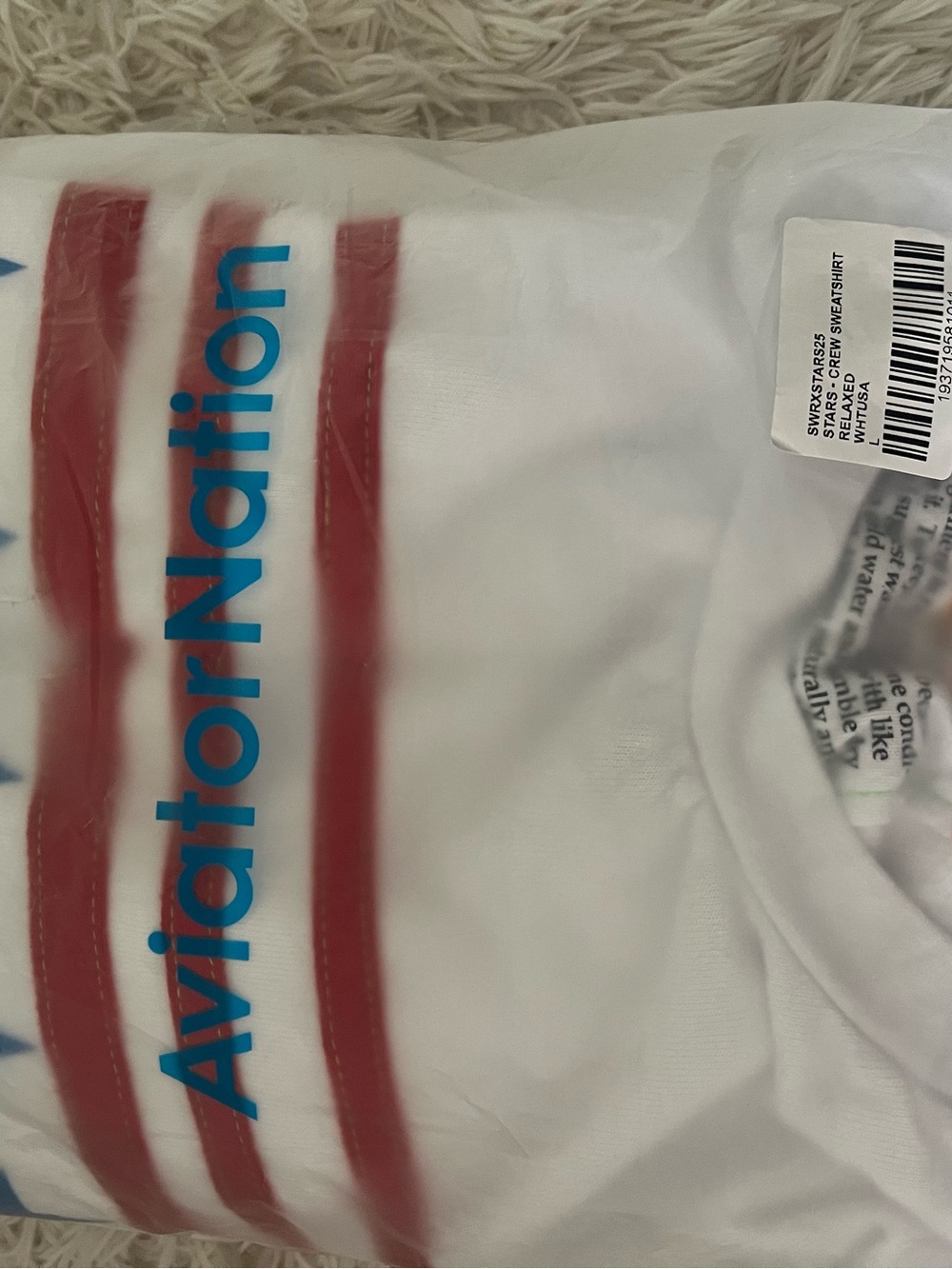 Aviator Nation Stars Relaxed Crew Sweatshirt White USA Size L NIP - Picture 7 of 9
